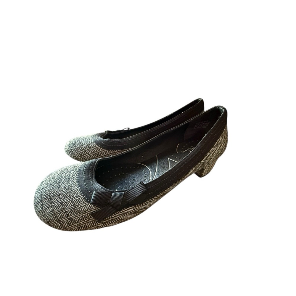 Indigo By Clarks SAMBA‎ Heels Shoes Sz 8 bow block heels tweed